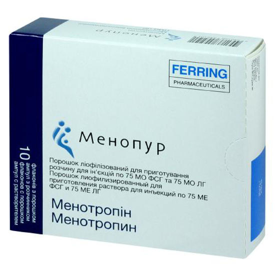 Менопур порошок для приготкування розчину для ін‘єкцій 75 МО ампула 1 мл №10